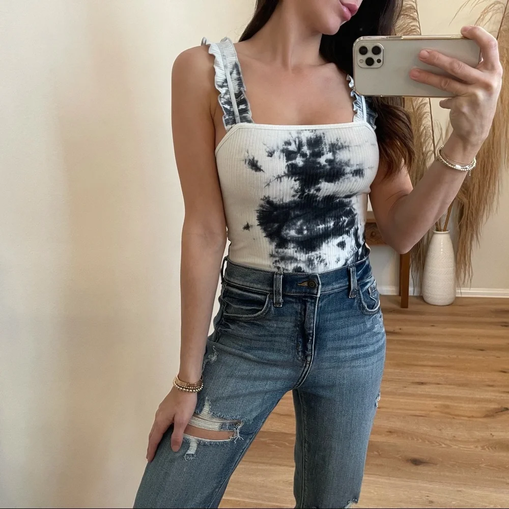 🆕Feeling Good Tie Dye Bodysuit | Black NWOT - Picture 3 of 13